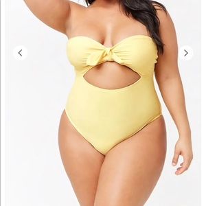 F21 strapless cutout one piece swimsuit